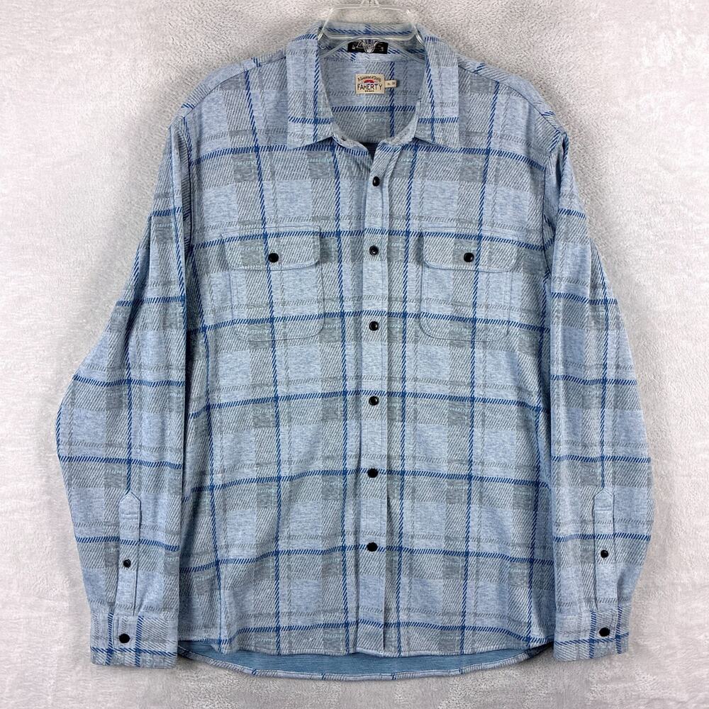 Faherty Legend Shirt Mens XL Blue Plaid Blanket Flannel Preppy Hiking Huckberry